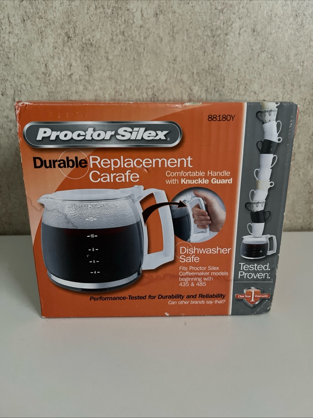 Proctor Silex Durable Replacement Carafe White Knuckle Guard Handle White 8818OY
